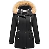 Lamgool Women's Sherpa Fleece Down Jacket Thicken Winter Coat Warm Parka with Hood