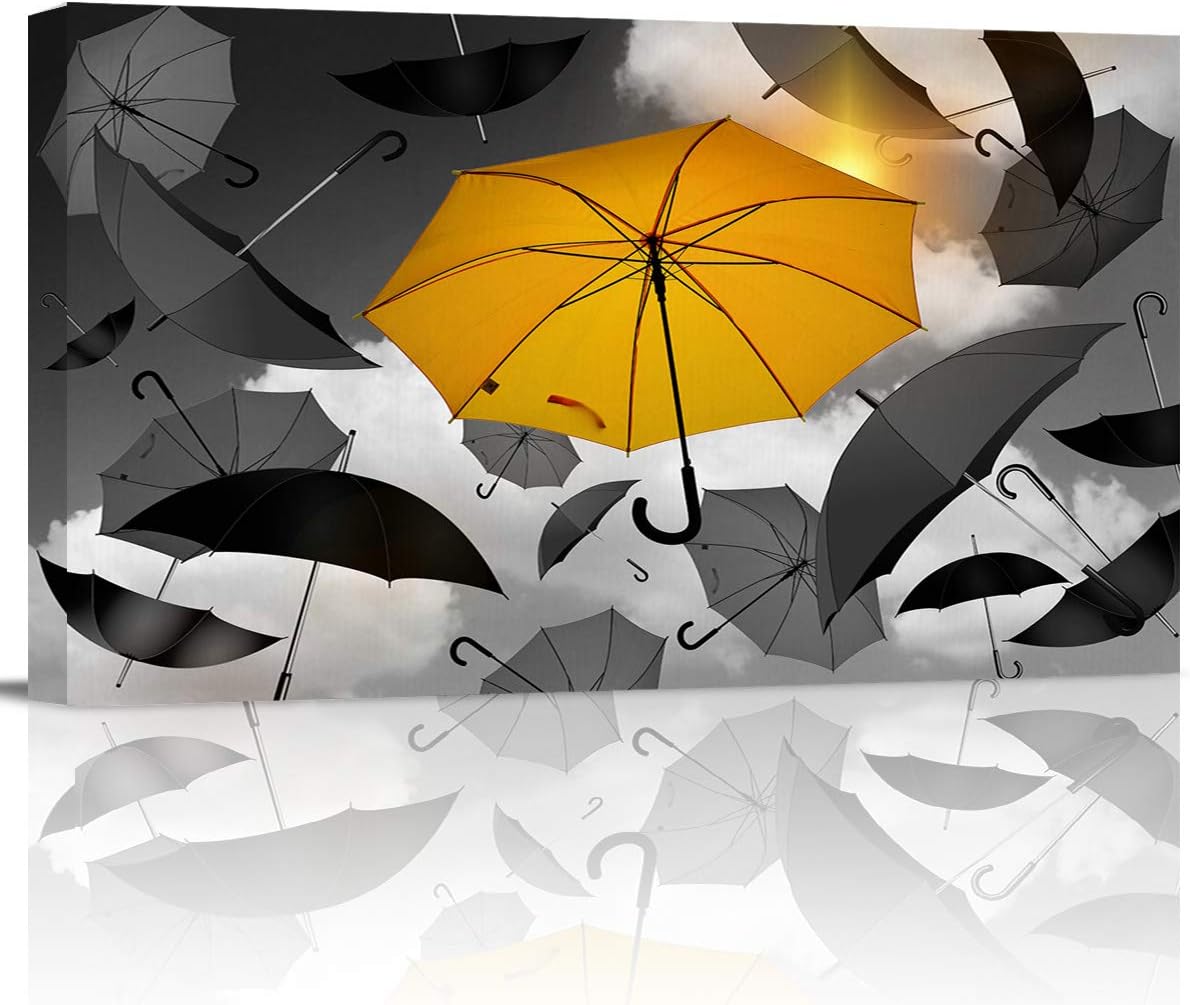 Amazon.com: Canvas Print Wall Art Umbrella Sky Black White Picture