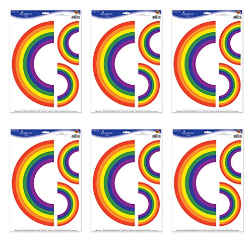 Beistle S52156AZ6, 6 Sheets Rainbow Window Clings, 12