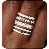 RLMOON Stackable Gold Rings for Women Non Tarnish Dainty 14K Gold/Silver Plated Stacking Thumb Rings Cubic Zirconia Eternity Wedding Band Rings Gold Jewelry Size 6-10