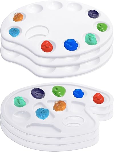 Aomhrek 6 Pcs Paint Palette Set, Round & Oval Watercolour Mixing Trays