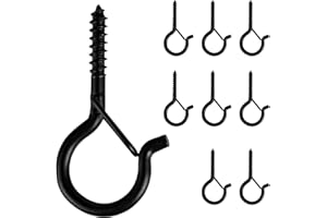 BEHENO 8 PCS Q-Hanger, Screw Hooks for Outdoor String Lights - Ceiling Hooks for Hanging Plants Wind Chimes, Safety Buckle De