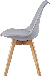mcc direct Set of 4 Dining Chairs Grey Wood Legs Soft Cushion Pad DELUXE view 4