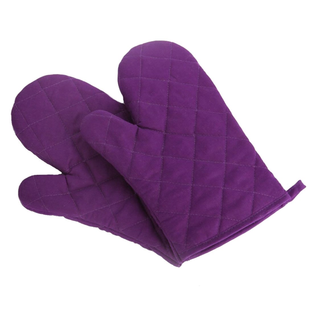 Veewon 1 Pair Baking Gloves Thick Heat Resistant Insulation Heat Proof Cotton Oven Glove Pot Holder Cooking Mitts Kitchen Essential (Purple)