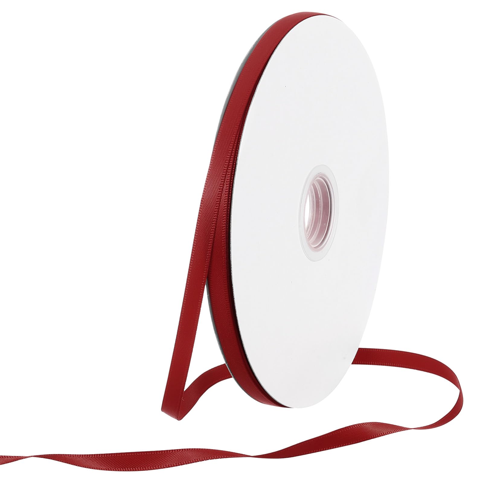 Rebower 6mm Satin Ribbon 91m Thick Double Face Grosgrain Silk Ribbon, [for Gift Wrapping, Hair Bows, Wedding, Cake, Flower] - 100 Yard/300ft/ Burgundy Red