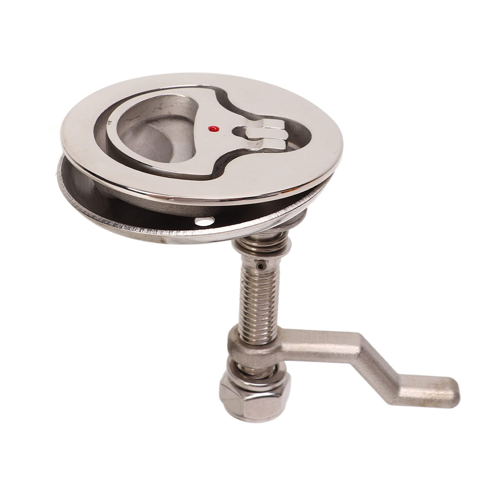 KIMISS Marine Locker Latch Boat Cam Latch 316 Stainless Steel Ring Pull Handles Polished Adjustable Hatch Latch with Back Plate for Marine Ship Flush Pull Hatch Lift