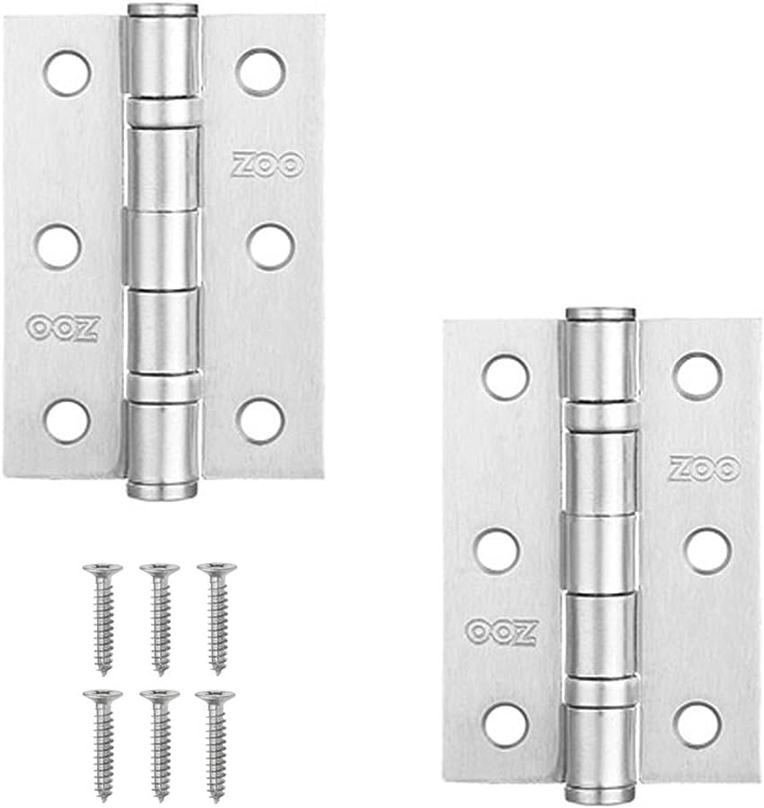 Door Hinge 3" 75mm Ball Bearing Hinges Satin Chrome Suit Internal Doors Pair, Silver, 11.8 x 4.4 x 2 cm
