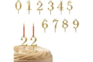 Number Candle Holder Set and Cake Serving Set for Birthday Wedding Party Metal Reusable Gold and Silver with Cake Server Knif