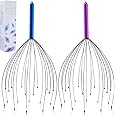 Klsazoci 2 Pack Scalp Massager, 20 Fingers Head Massager, Handheld Head Scratcher, Scalp Scratcher, Head Massage Tingler for Deep Relaxation, Hair Growth and Stress Relief (Purple and Blue)