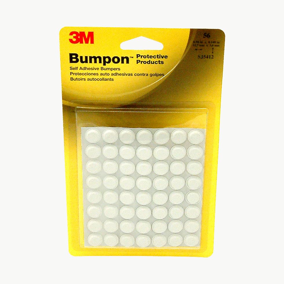 3M Bumpon Self-Adhesive Protectors [Cylindrical/Flat]: 1/2 in. Width x 0.14 in. Thick (White) / 56-Pack