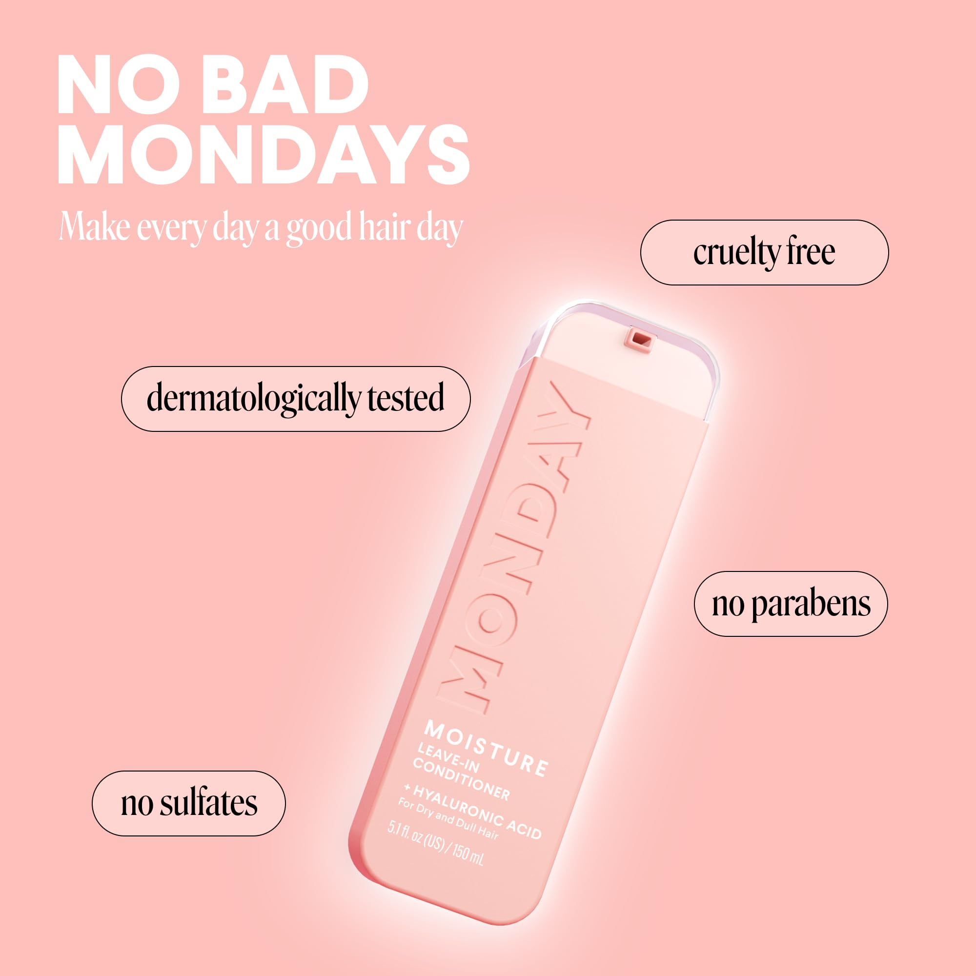 MONDAY HAIRCARE MOISTURE Leave in Conditioner with Hyaluronic Acid, Jojoba & Almond Oil, Shea Butter& Wheat Protein for Dry & Dull Hair 150mL