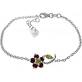 Galaxy Gold GG 0.87 ct 14k Solid White Gold Flower Bracelet Ruby Peridot