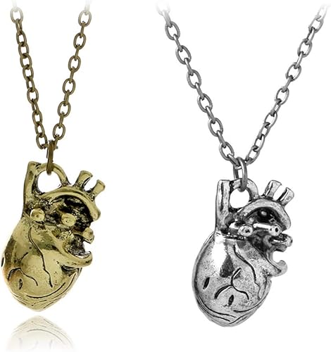 Amazon V Win 解剖学的ハートネックレス メンズ サテン仕上げ 3dペンダント 酸化ジュエリーアクセサリー 2個パック ネックレス 通販