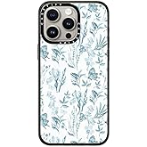CASETiFY Compact iPhone 15 Pro Max Case [4 ft. 2X Military Grade Drop Protection/Slim/Lightweight] - Elegant Pastel Blue Vintage Butterfly Floral - Clear Black