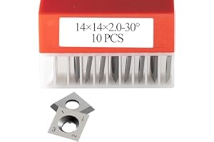DIRTECH 14mm Square Carbide Inserts Cutters Knives Blades 14×14×2.0mm-30°for Woodworking Spiral/Helical Planer Cutter Head or Lathe Turning 10pcs