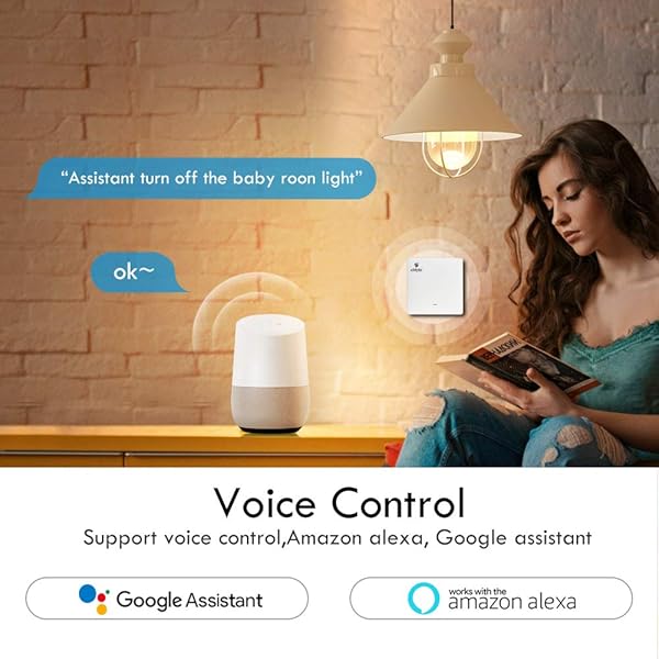 eMylo Zigbee Smart Switch Interruptor de luz de pared inalmbrico Control remoto Botn basculante Funciona con Zigbee Central Hub Control de voz compatible con AlexaGoogle Home 1 Gang Blanco