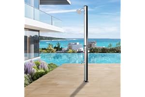 GENERIC Axonl Solar Hated Shower 5.3/9.3 Gallon Solar Outdoor Shower with Shower Heated & Foot Shower Tap for Garden Backyard Poolside Beach Pool Spa Backyard Beach, Silver 9.3 Gallon