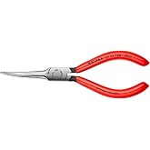 KNIPEX Tools - Needle Nose Pliers, 45 Degree Angled (3121160), Red, 6.25