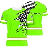 HiVis Custom Color US Flag High Visibility Hoodie for Men Women Reflective Tapes Safety Workwear for Worker Runner Patriotic