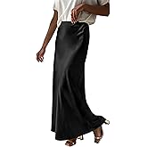 Prinbara Women's Satin Maxi Skirts Dressy Casual Zipped High Waisted Flowy Silk 2026 Spring Elegant Business Party Long Skirt