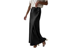 Prinbara Women's Satin Maxi Skirts Dressy Casual Zipped High Waisted Flowy Silk 2025 Fall Elegant Business Party Long Skirt