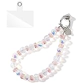 QIUTIMIY Crystal Beaded Phone Wrist Strap for Women,Phone Charm Cellphone Layard Chain with Tether Tab