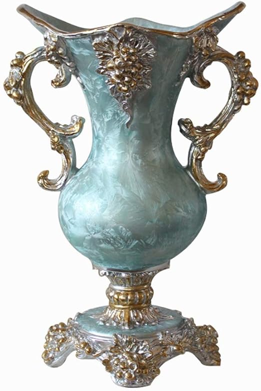 Light Blue Resin Flower Vase Decorative Large Jar，vintage Floral Vase