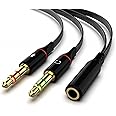 Maeline Headphone Splitter Adapter, 3.5mm Mic Cable for Computer, Headset 3.5mm Female to 2 Dual Male Microphone Audio Stereo Jack Earphones Port to Gaming Speaker PC - 100 Pack