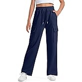BOOPH Girls Sweatpants Kids Drawstring Cargo Pants Teen Girls Wide Leg Baggy Joggers Pants with Pockets