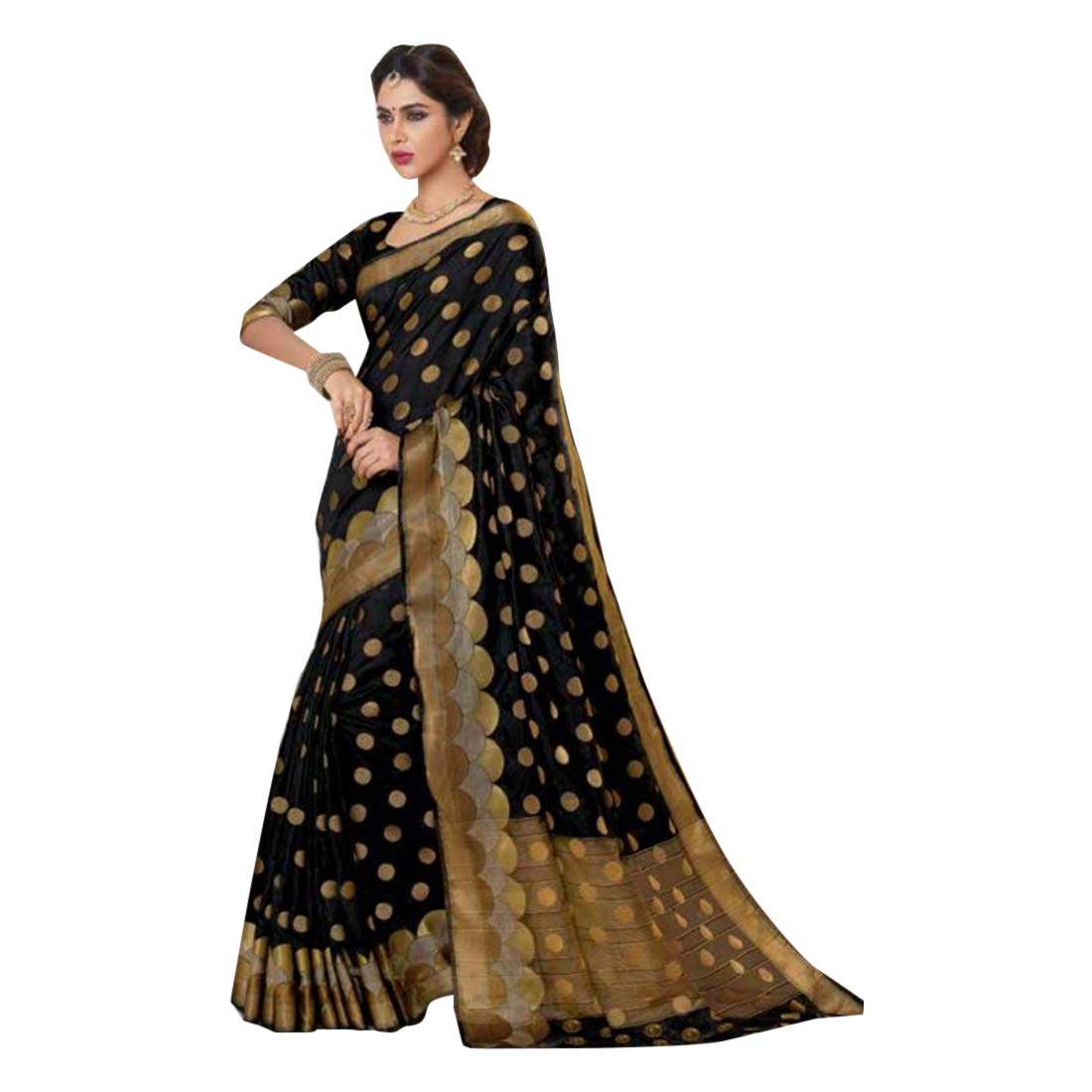 black blouse with gold polka dots