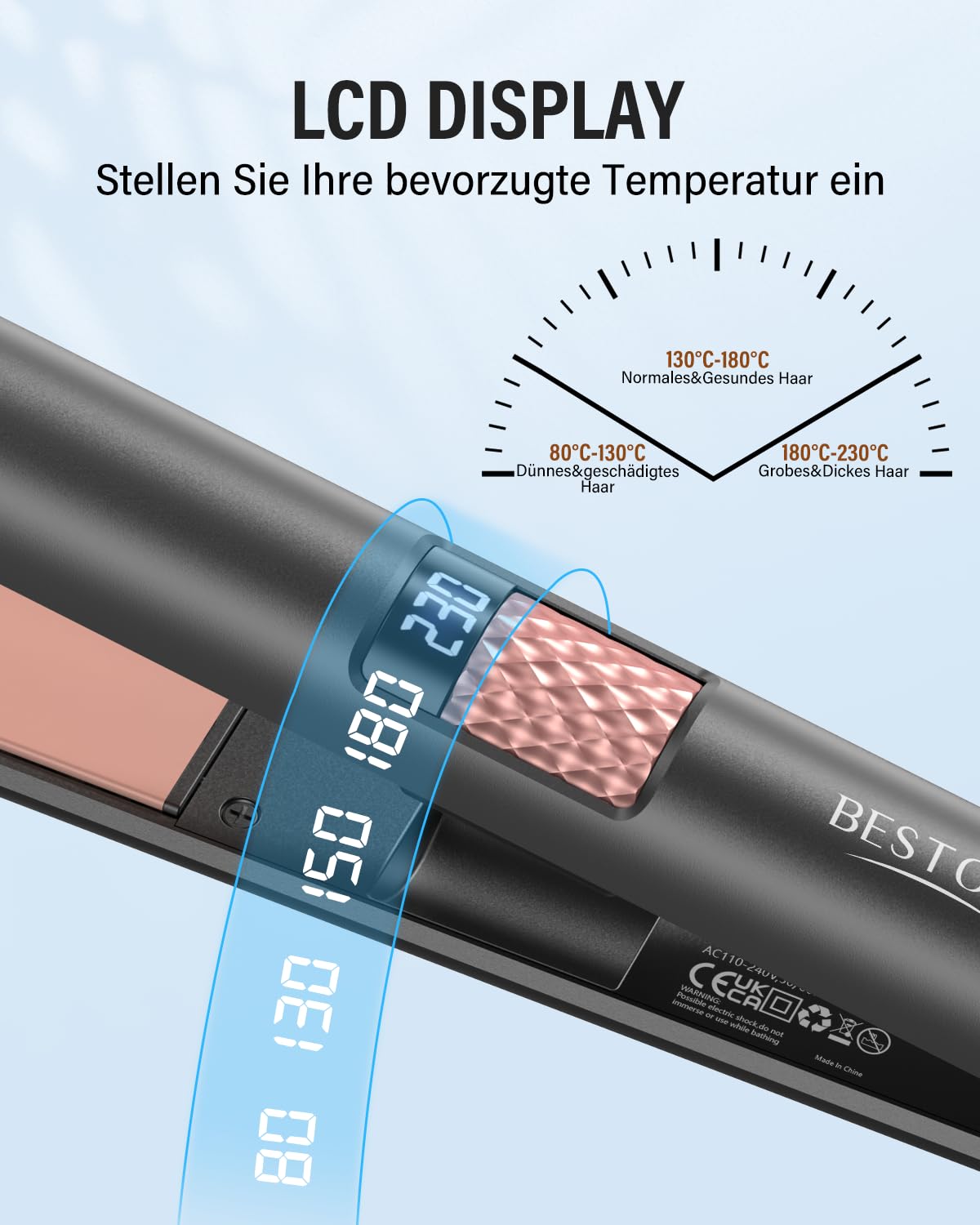 BESTOPE MIX Glätteisen, 25MM Glatteiseisen Locken und Glätten 2 in 1 Keramikbeschichtung LCD-Display, Ultra Schnelles Aufheizen für dickes, krauses und langes Haar, Haarglätter 80-230°C, Schwarz 2