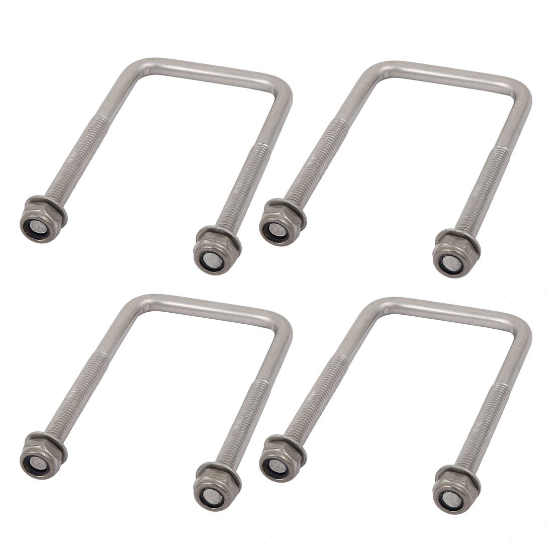 Sourcingmap M6 Thread 40mm Inner Width 304 Stainless Steel Square U Bolt Silver Tone 4pcs