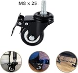 Onerbuy 4pk Heavy Duty Swivel Caster Wheels 1.5 Inch M8 Stem Dual Lock Brake view 5