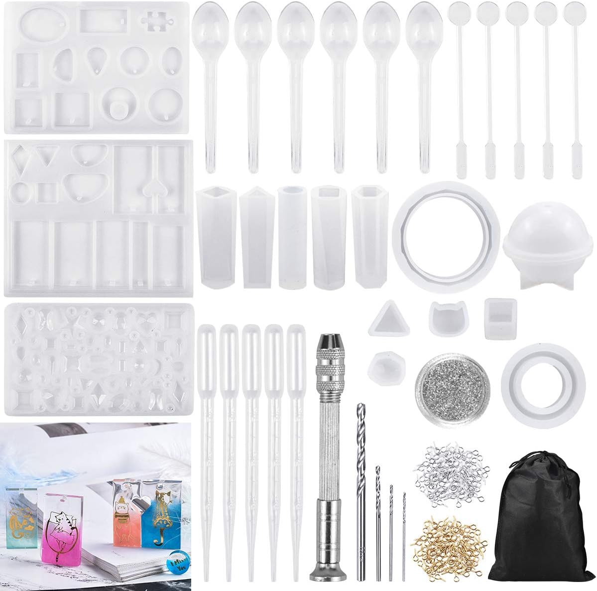 Dokpav 86PCS Silicone Resin Moulds for Jewellery Making, Jewelry Casting Molds, Epoxy Resin Moulds, Jewelry Pendant Moulds, Resin DIY Craft Stencils for Pendant Bracelet Key Chain Handmade Craft
