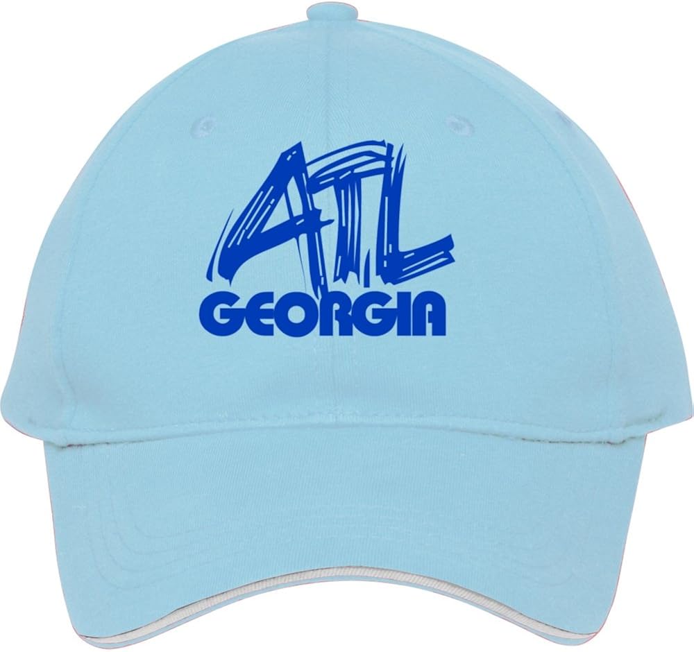 New Atl, Ga Blue Cotton Snapback Hats Male/female Baseball Cap Light Blue Sports