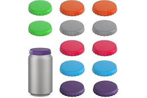 CREZTAIL Soda Can Lids – 12 Pack Reusable Silicone Can Covers, Pop Can Lids Fits Standard Cans, Can Toppers for Soda, Beer, Beverage (Assorted, BPA-Free)