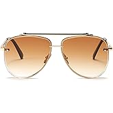 FEISEDY Oversized Aviator Sunglasses for Men Women Vintage Sun Glasses Metal Frame Gradient Shades B0105