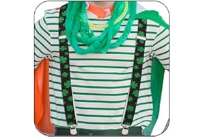 BODIY St Patrick's Day Suspenders for Men Shamrock Clover Suspenders Funny Stretch Y Back with Metal Clips
