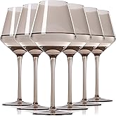 TrophyToast Smokey Grey Wine Glasses Set of 6-【Hand Blown】 Crystal Wine Glasses With Tall Long Stem,Smokey Gray Glasses for Wine Tasting,Wedding Gift,Anniversary,Birthday 16oz