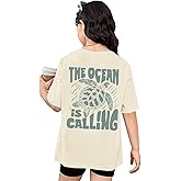 Wrenpies Girls Graphic Tees Kids Funny Beach Tshirt Sea Turtle Shirt The Ocean is Calling Shirts Vacation Cute Summer Tops
