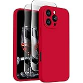 FireNova Designed for iPhone 16 Pro Max Case, Silicone Upgraded [Camera Protection] Phone Case with [2 Screen Protectors], Soft Anti-Scratch Microfiber Lining Inside, 2024, Deep Red