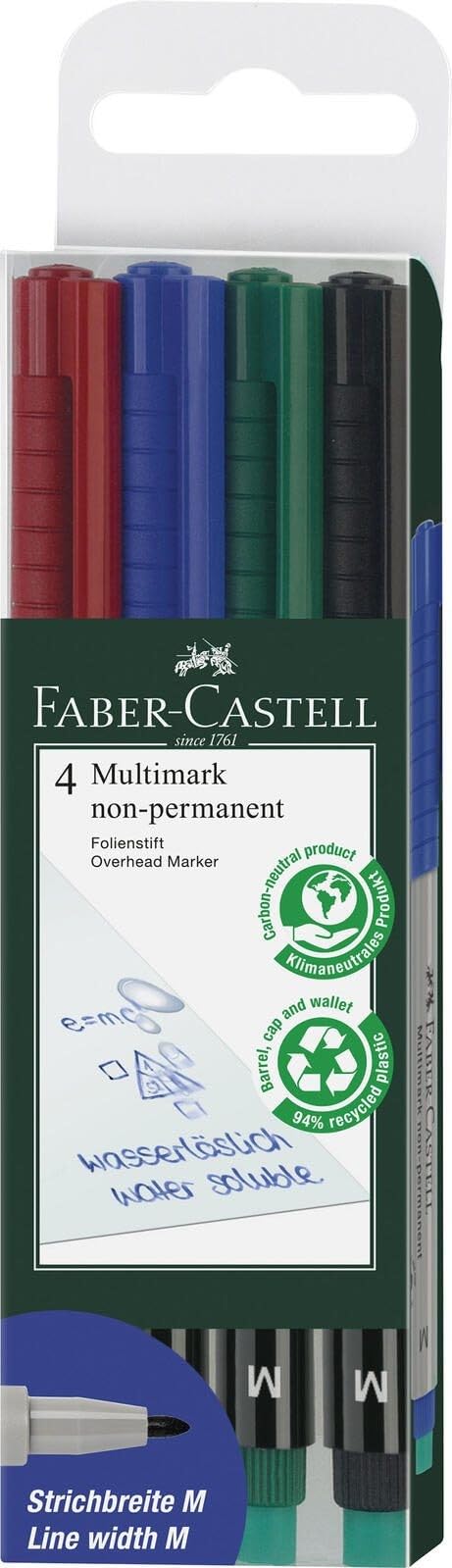 Faber-Castell Non-Permanent Medium Tip Multimark (Wallet of 4)