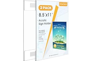 MaxGear Acrylic Sign Holder 8.5 x 11 Wall Mount Clear Plastic Sign Holders with Double Sided Tape, Paper Poster Door Document Flyer Acrylic Wall Frame for Office, Home, Store, Restaurant, 2 Pack