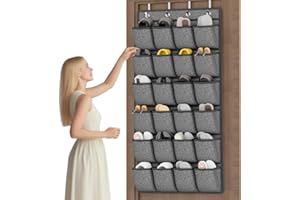homyfort Over the Door Shoe Organizer, Hanging Shoe Rack Storage Holder with 24 Large Pockets for Closet Door, Men Women Kids Shoes, Cruise (Black)