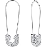 Safety Pin Earrings for Women Silver Gold-Plated Hoop Pin Earrings for Women