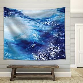 Blue Ocean Waves - Fabric Wall Tapestry Home Decor - 51x60 inches