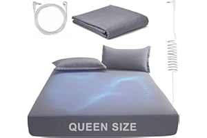 Grounding Fitted Sheet with Grounding Cord, Earthing Sheets Queen Size, 5% Silver Fiber & 95% Cotton Fiber, Conductive Ground