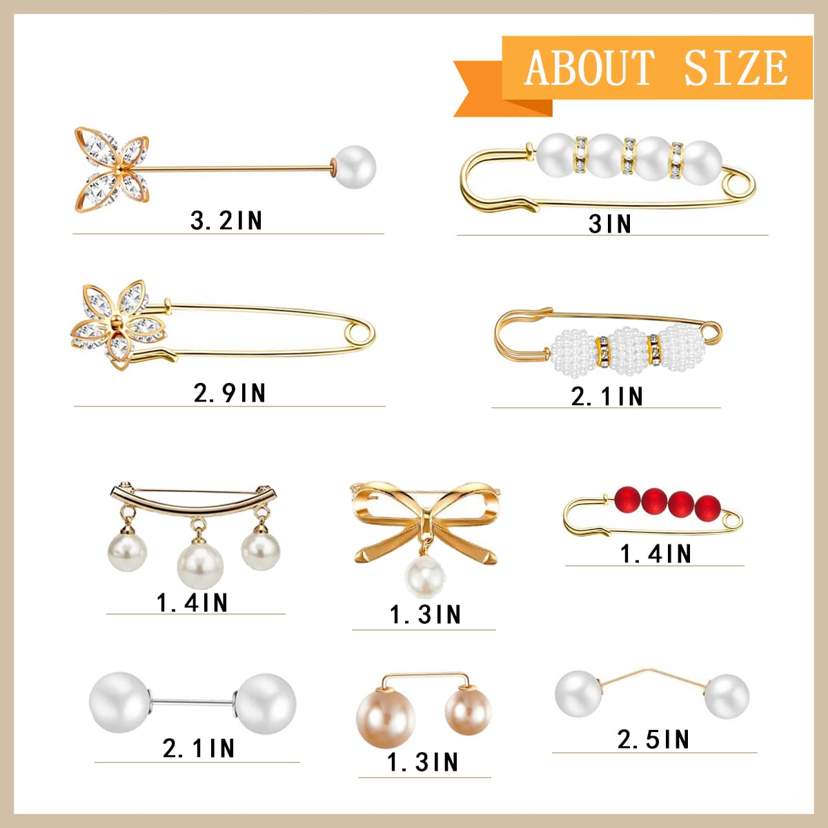50 Pcs of Artificial Pearl Brooches Elegant Hat Safety Pins Decorative Dress Brooch Sweater Shawl Pin Collar Women Artificial Crystal Cardigan Clip Jewelry Girls Clothing Decoration Accessories1