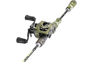 Sougayilang Baitcaster Combo, 30Ton+24Ton Graphite 2-Piece Blanks Casting Fishing Rod,SuperPolymer Handle,“S” Style Hook Keeper with Camo Baitcasting Reel