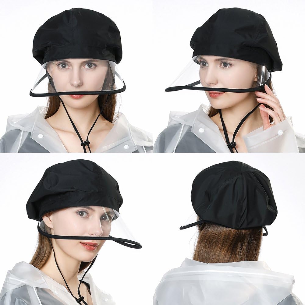 Waterproof Protection Rain Hats for Women Wide Brim Fishing Bicycle Foldable Ladies Bucket Safari Crushable Black at  Women’s Clothing store